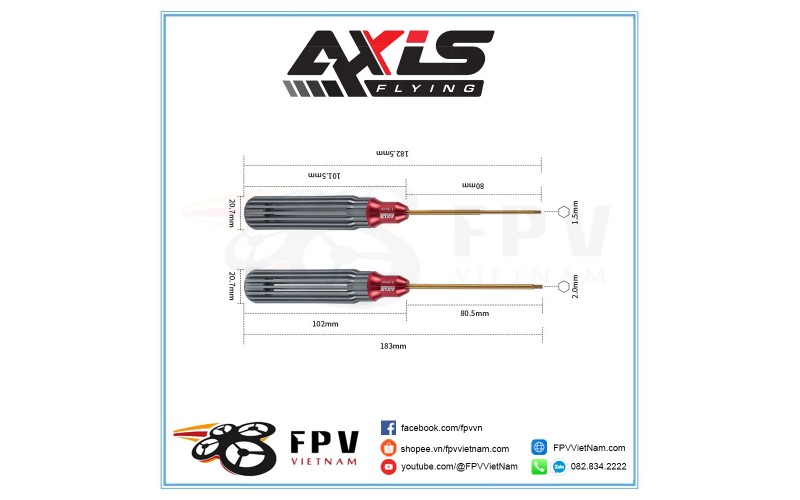 Tool mở ốc 2mm AXISFLYING
