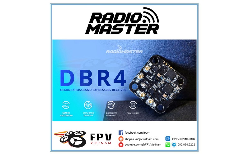 DBR4 Dual Band Xross Gemini ExpressLRS Receiver