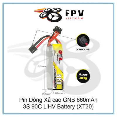 Pin Dòng Xả cao GNB 660mAh 3S 90C LiHV Battery (XT30)